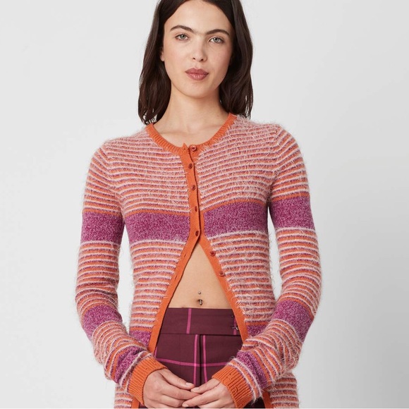 NWT $595 Marc Jacobs Striped Wool-blend Cardigan Sweater Coat - Picture 7 of 9